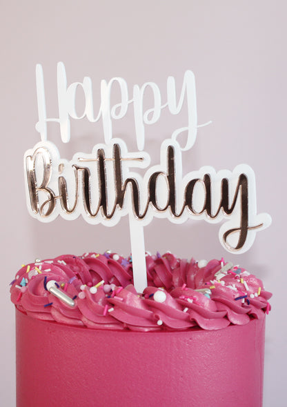 Double Layer Happy Birthday Cake Topper