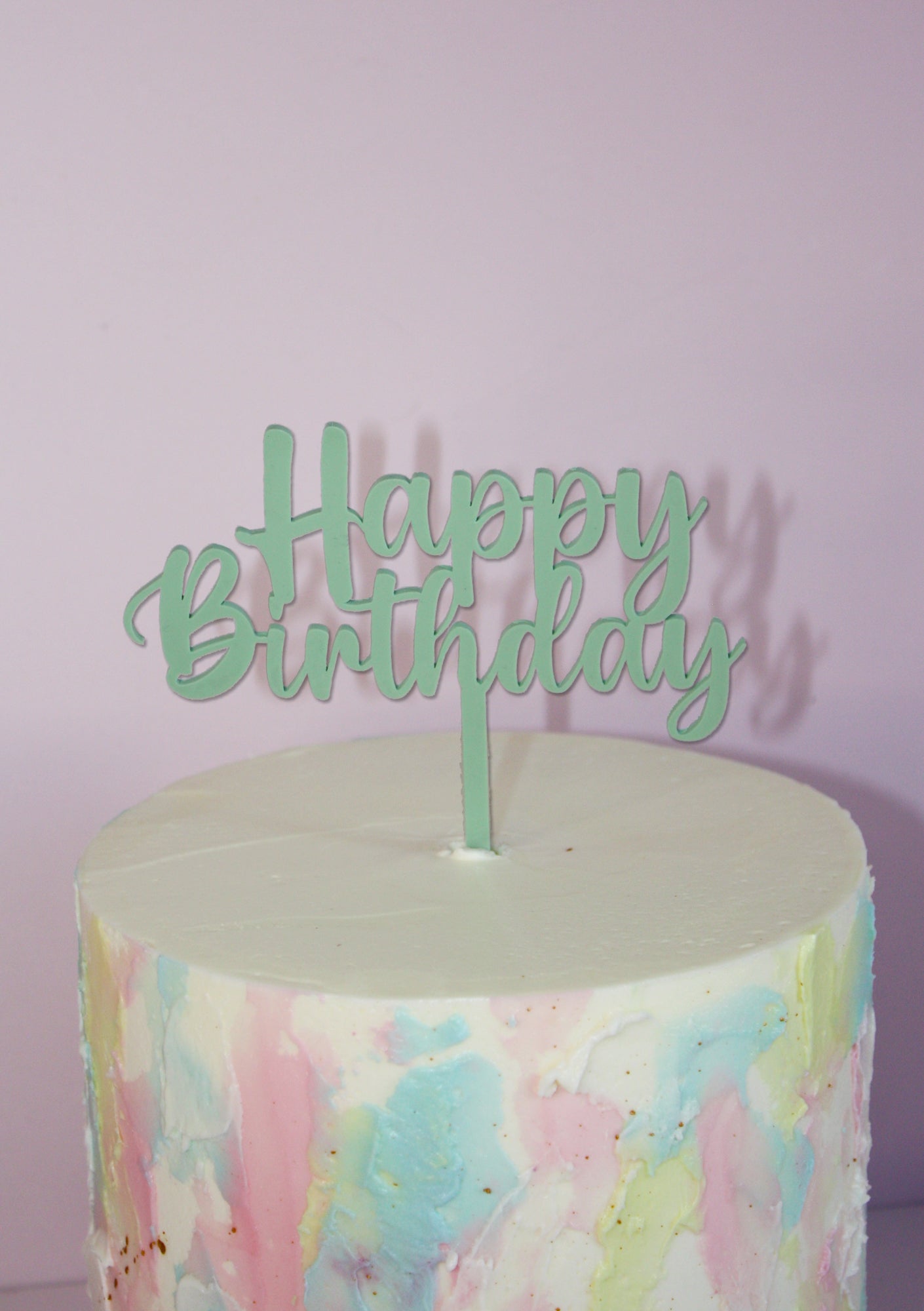 Pastel Happy Birthday Cake Topper