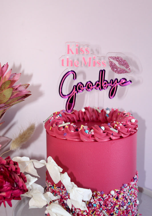 Kiss the Miss Goodbye Cake Topper with Lips