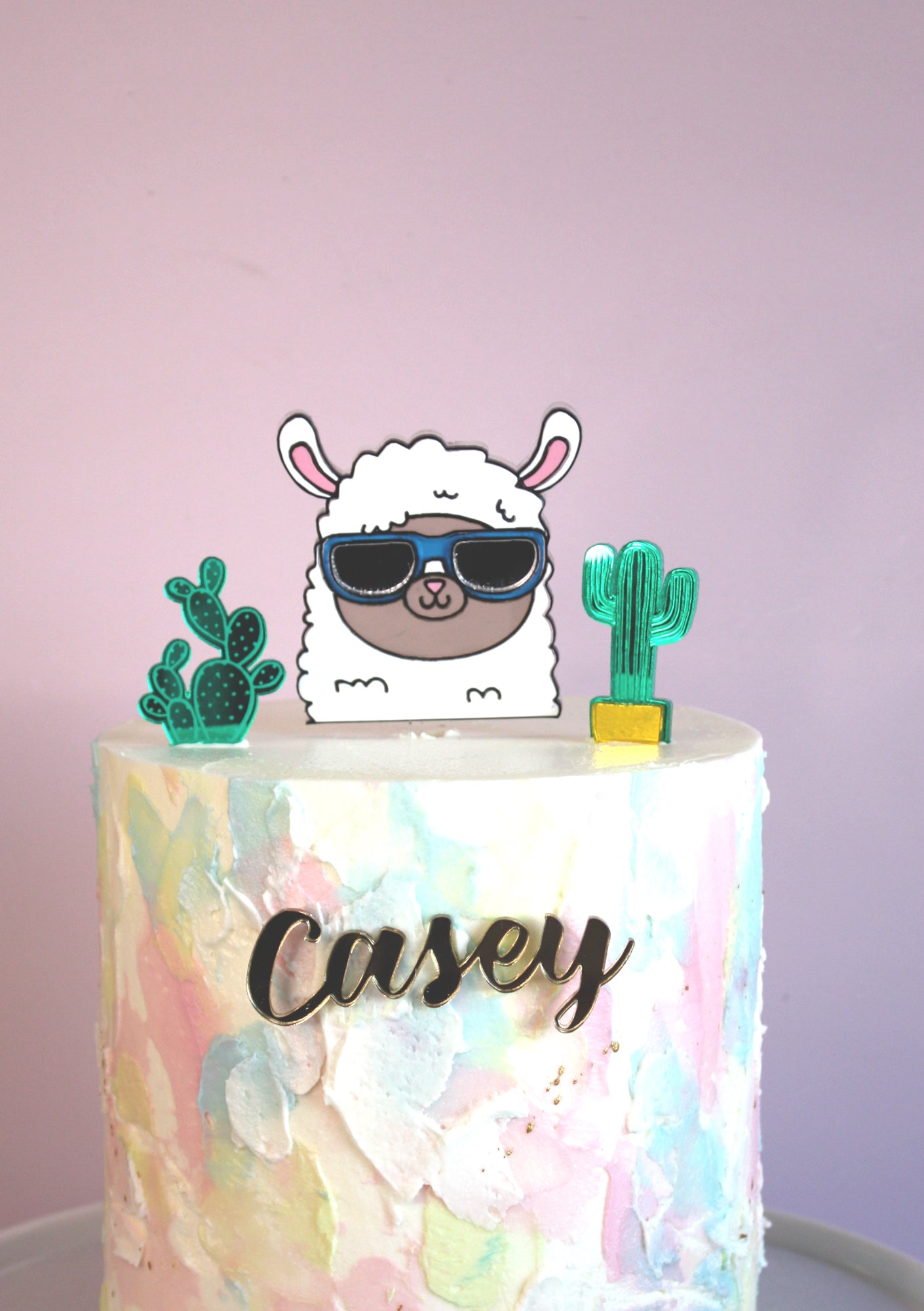 Llama and Cactus Cake Topper & Charm Set