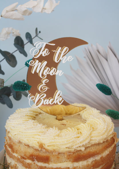 To the Moon & Back Gold Cake topper