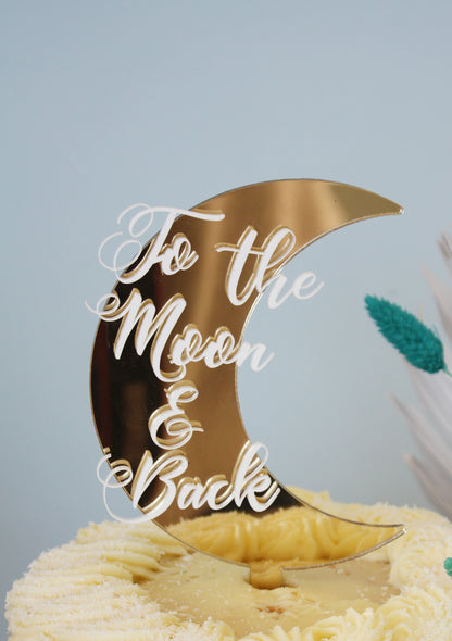 To the Moon & Back Gold Cake topper