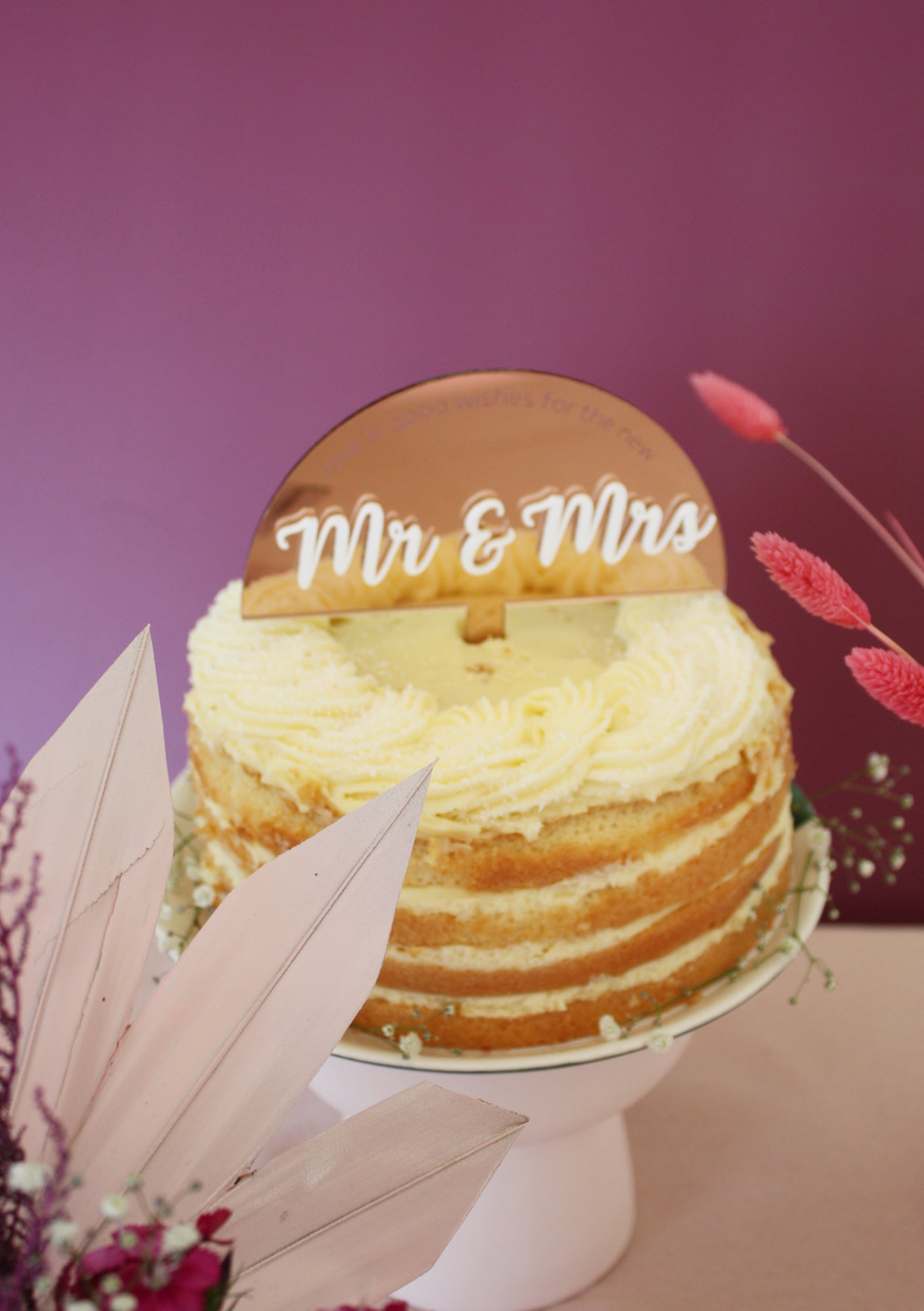 Double Layer Arc Mr & Mrs Wedding Cake Topper