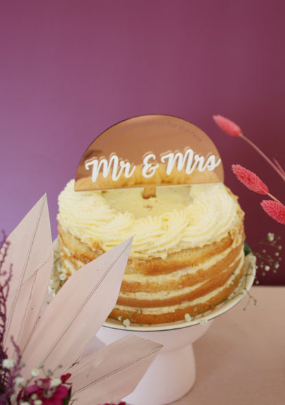 Double Layer Arc Mr & Mrs Wedding Cake Topper