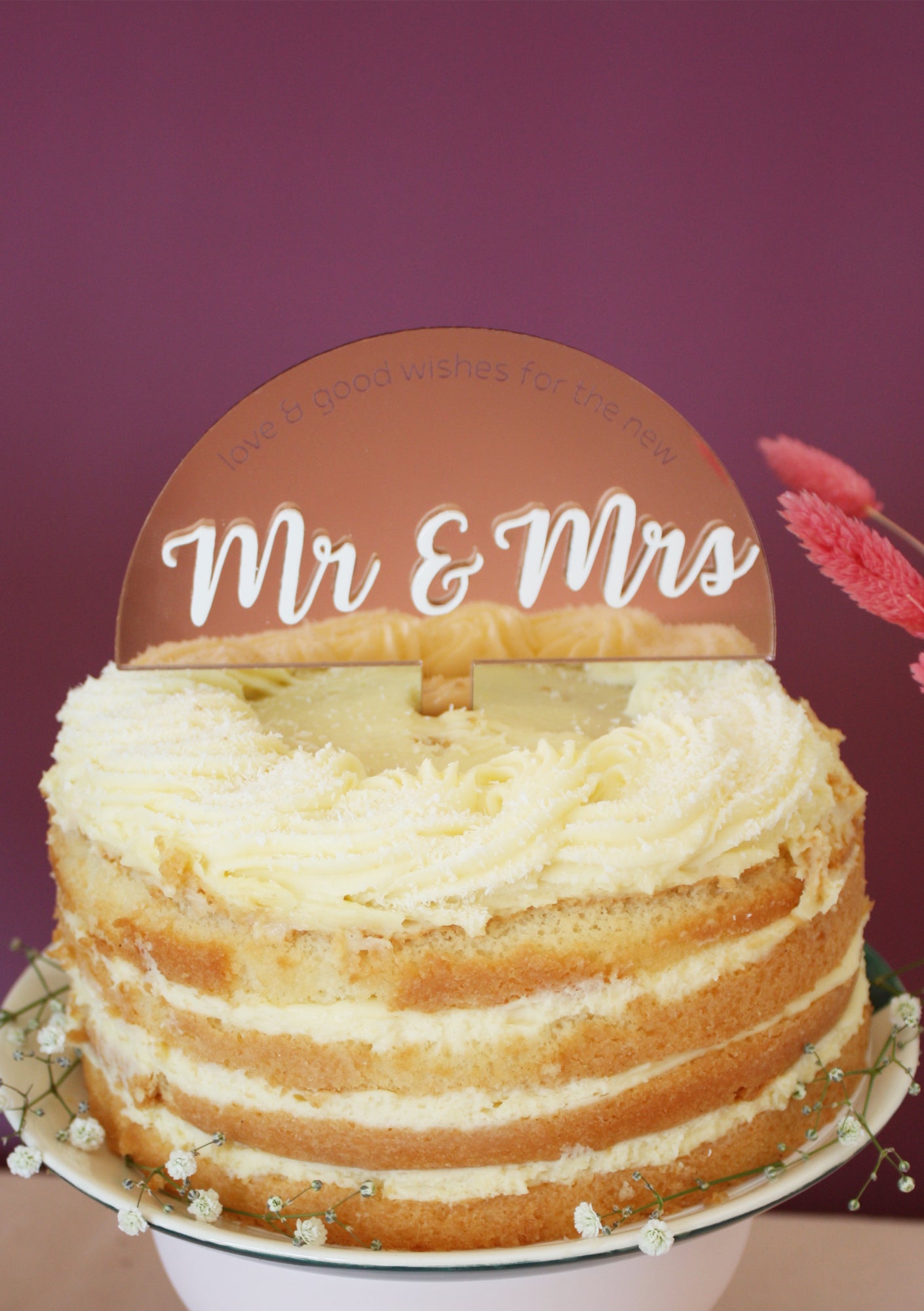 Double Layer Arc Mr & Mrs Wedding Cake Topper