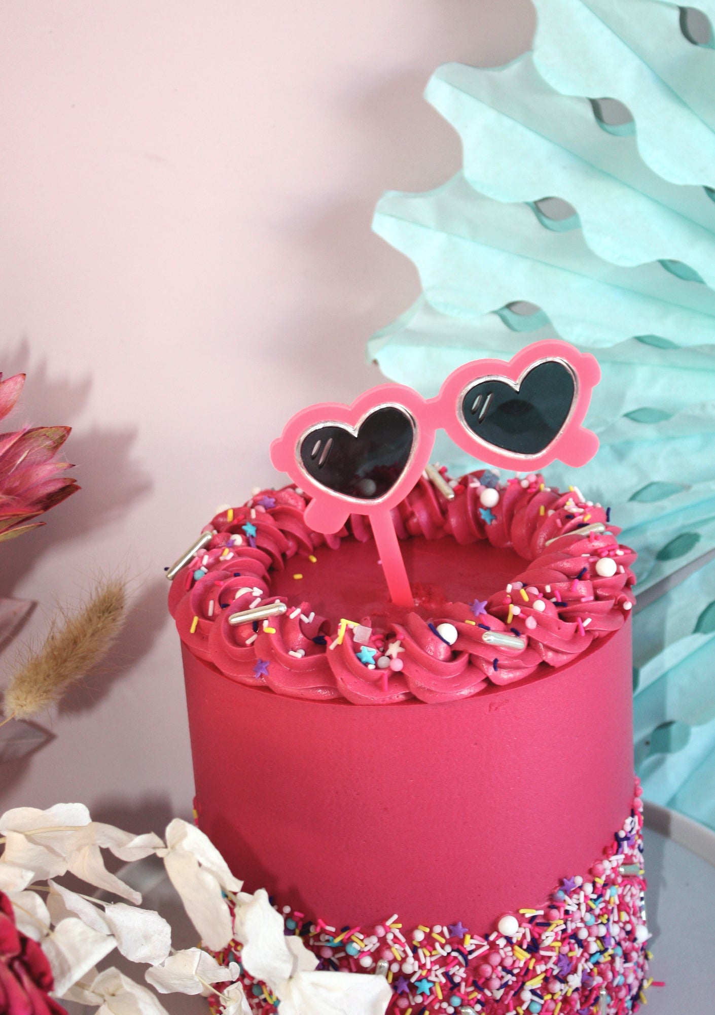 Neon Heart Sunnies Cake Topper