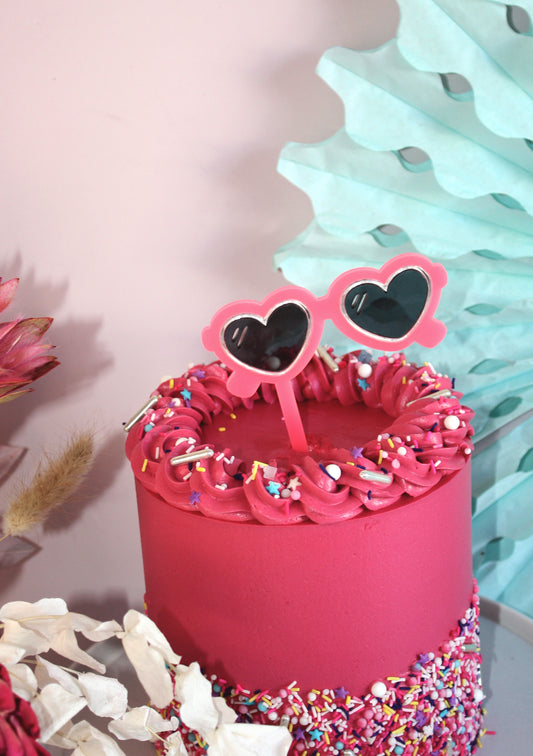 Neon Heart Sunnies Cake Topper