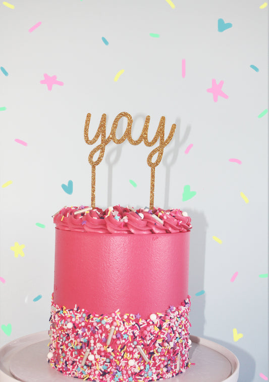 Yay Glitter Acrylic Cake Topper