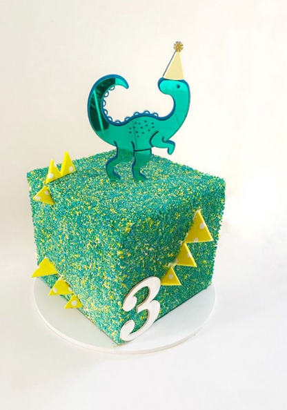 Sparkle Party Hat Dinosaur Cake Topper